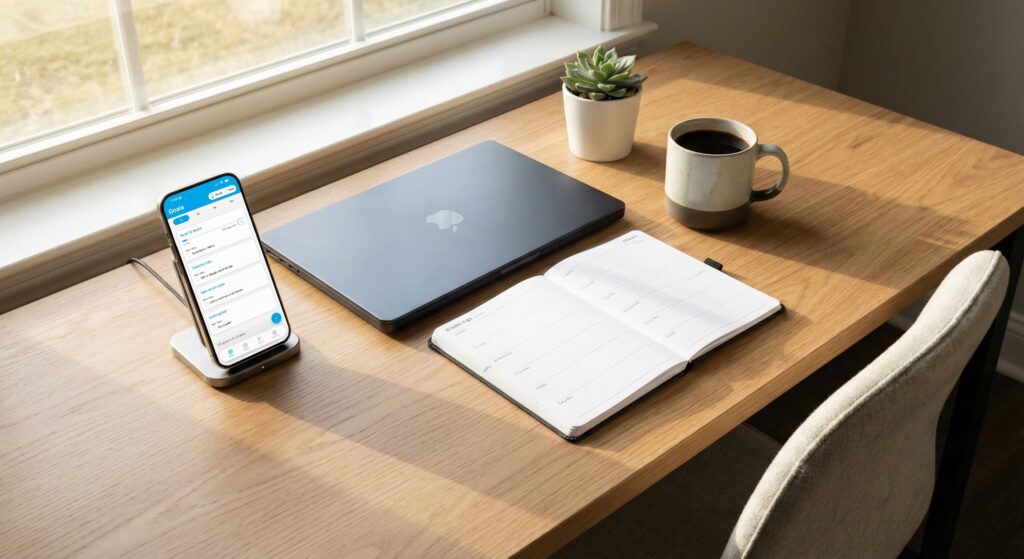 sunday reset cleaned desk